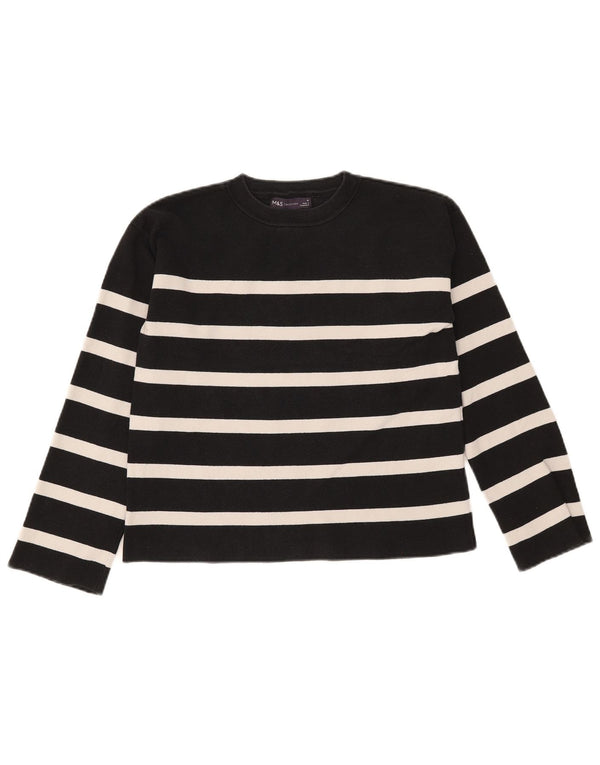 Maglione maglione girocollo da donna Marks & Spencer UK 12 medio a righe nere
