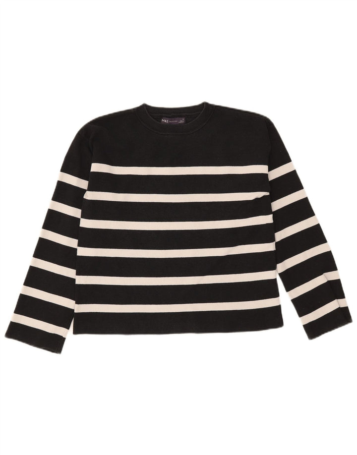 Maglione maglione girocollo da donna Marks & Spencer UK 12 medio a righe nere
