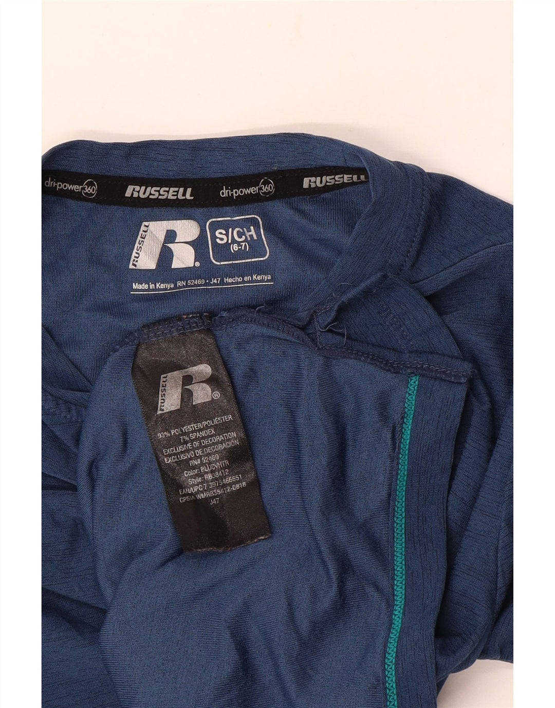 Maglia a maniche lunghe Dri-Power da ragazzo Russell Athletic 6-7 anni piccola blu navy