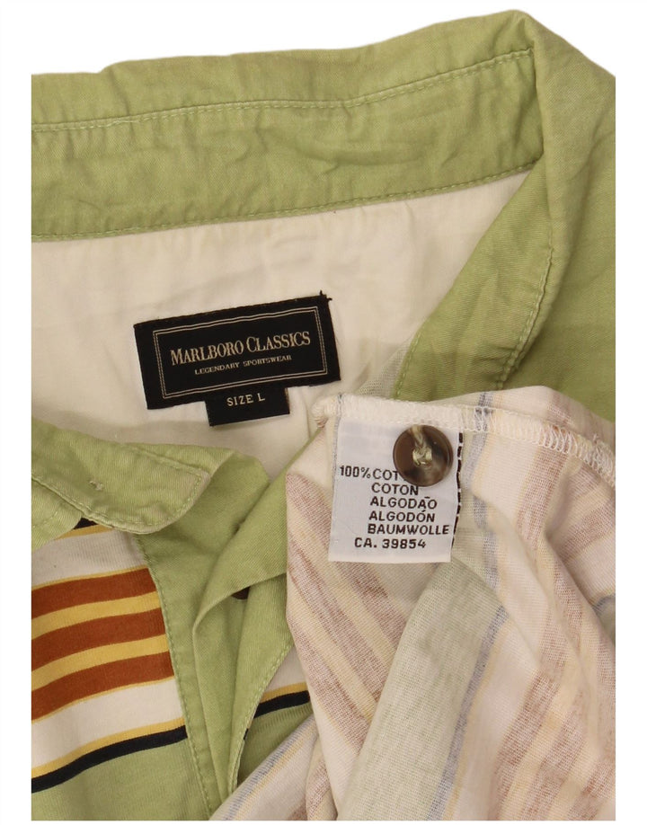 Polo da rugby da uomo Marlboro Classics, in cotone a righe verdi grandi