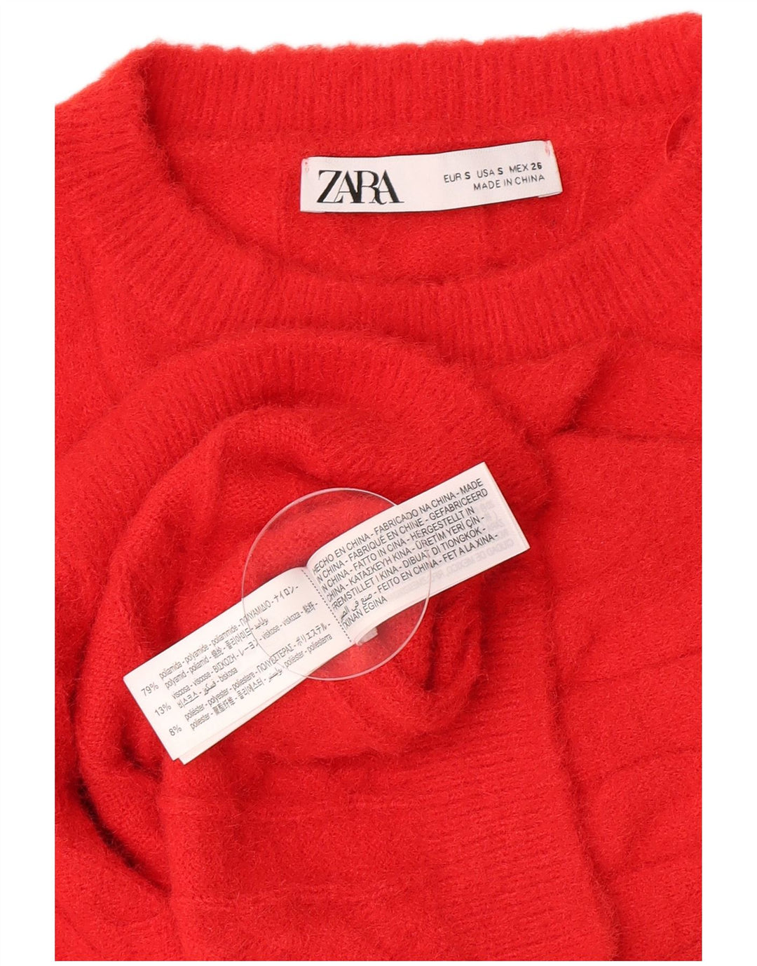 Canotta corta da donna Zara UK 10 piccola rossa in poliammide