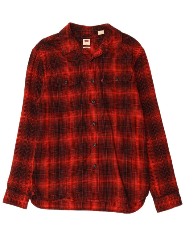 LEVI'S Camicia standard da uomo in flanella di cotone a quadri rossi medi
