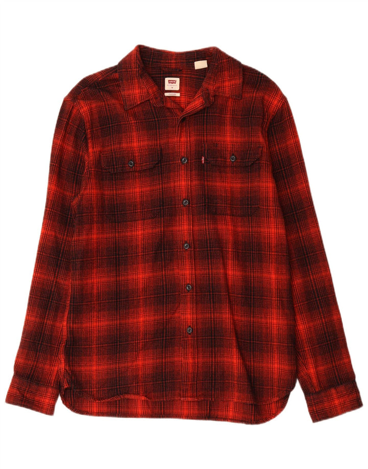 LEVI'S Camicia standard da uomo in flanella di cotone a quadri rossi medi