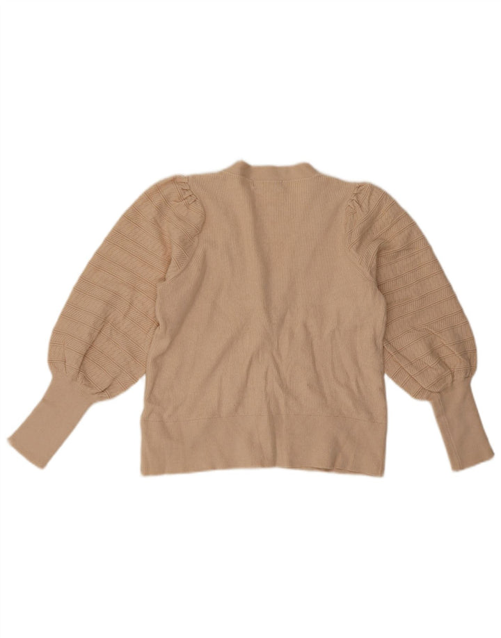 Maglione cardigan corto da donna Marks & Spencer UK 12 Viscosa beige medio