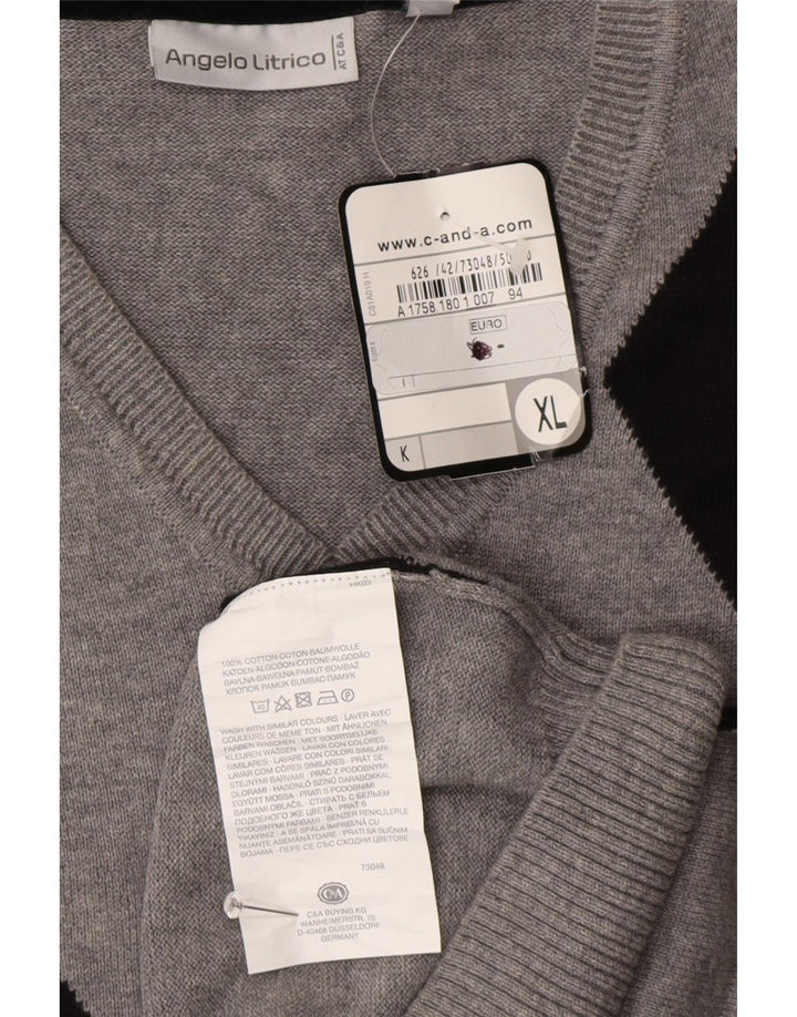 Angelo Litrico Canottiera da uomo Canotta XL Grigio Argyle/Diamond Cotton