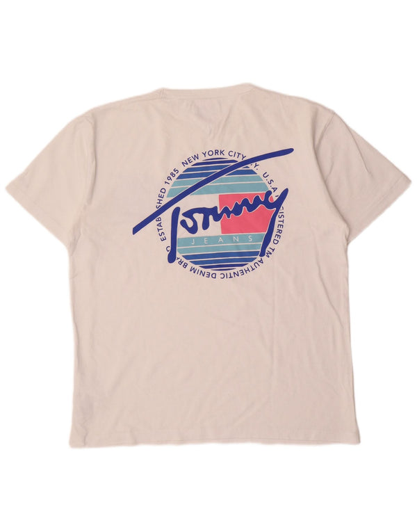TOMMY HILFIGER T-shirt grafica da uomo Top grande in cotone bianco