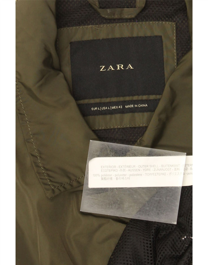 Giacca antipioggia da uomo Zara UK 40 grande poliestere kaki