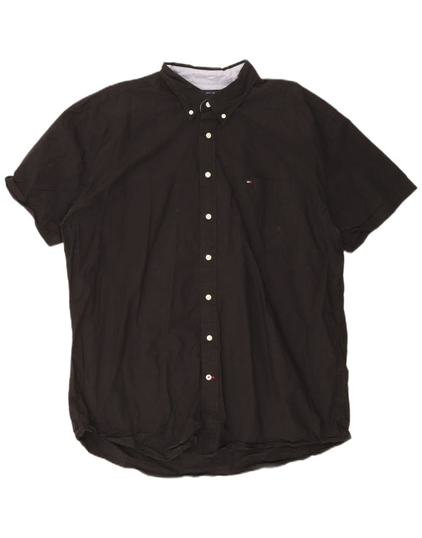 Camicia da uomo a maniche corte classica Tommy Hilfiger 2XL in cotone nero
