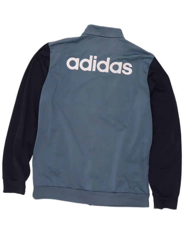Adidas Giacca da uomo con grafica grafica, giacca grande, in poliestere color block blu