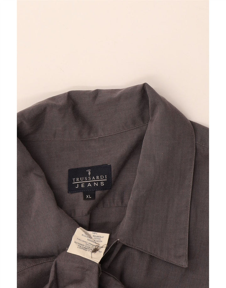Camicia Trussardi Uomo Manica Corta XL Cotone Spinato Grigio