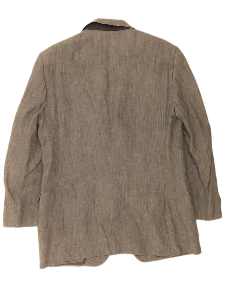 Giacca blazer da uomo a 3 bottoni Fendi IT 50 grande lino grigio