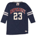 SUPERDRY Top grafico da donna manica 3/4 UK 2 2XS poliestere blu navy