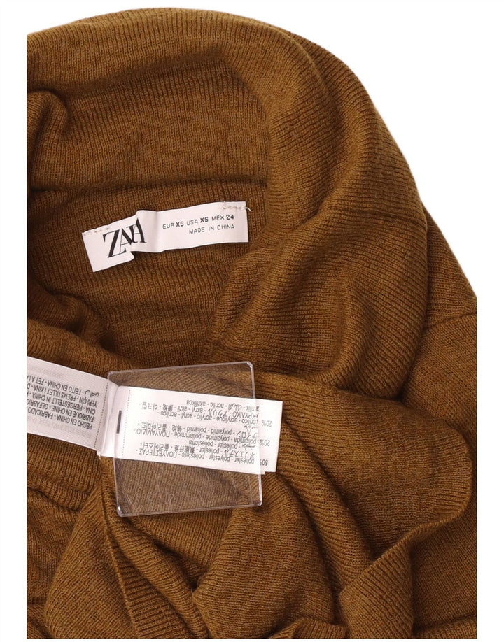 Maglione maglione a collo alto da donna Zara UK 4 XS poliestere kaki