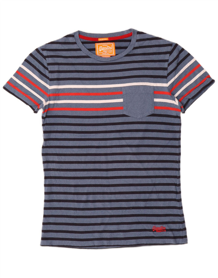 T-shirt da uomo Superdry Top in cotone a righe blu navy medio