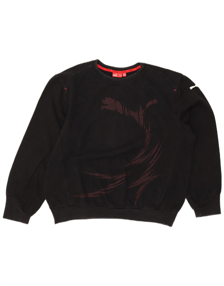 PUMA Felpa con grafica da uomo Maglione grande in cotone nero