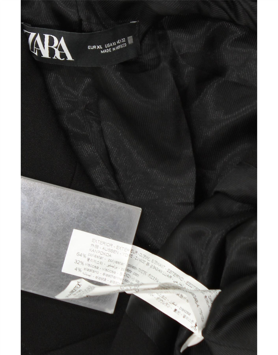 Giacca blazer doppiopetto da donna ZARA UK 18 XL poliestere nero