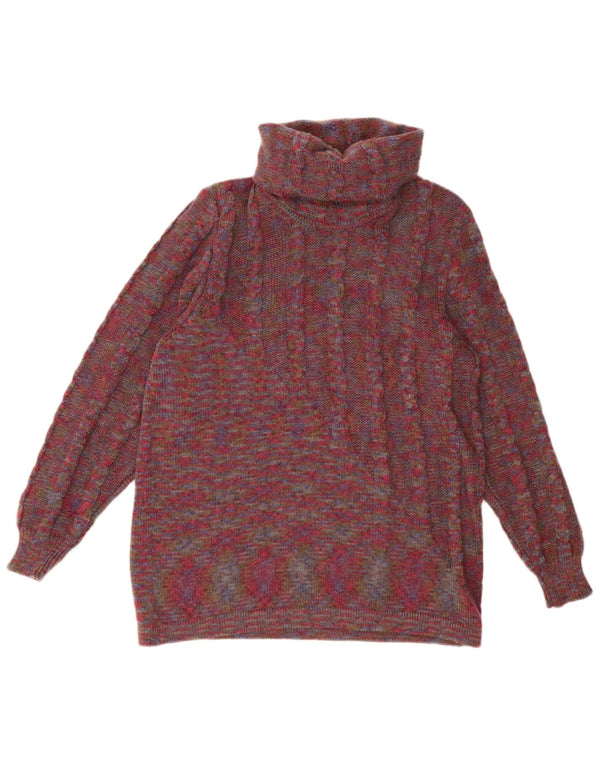 Vintage Womens Roll Neck Jumper Sweater UK 14 Large Purple Flecked