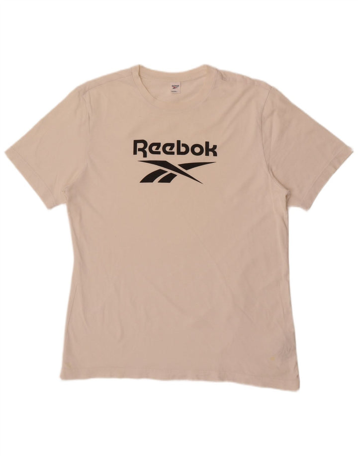 T-shirt grafica da uomo Reebok Top in cotone bianco medio