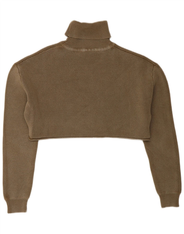Maglione corto a collo alto oversize corto da donna Zara UK 10 piccolo kaki