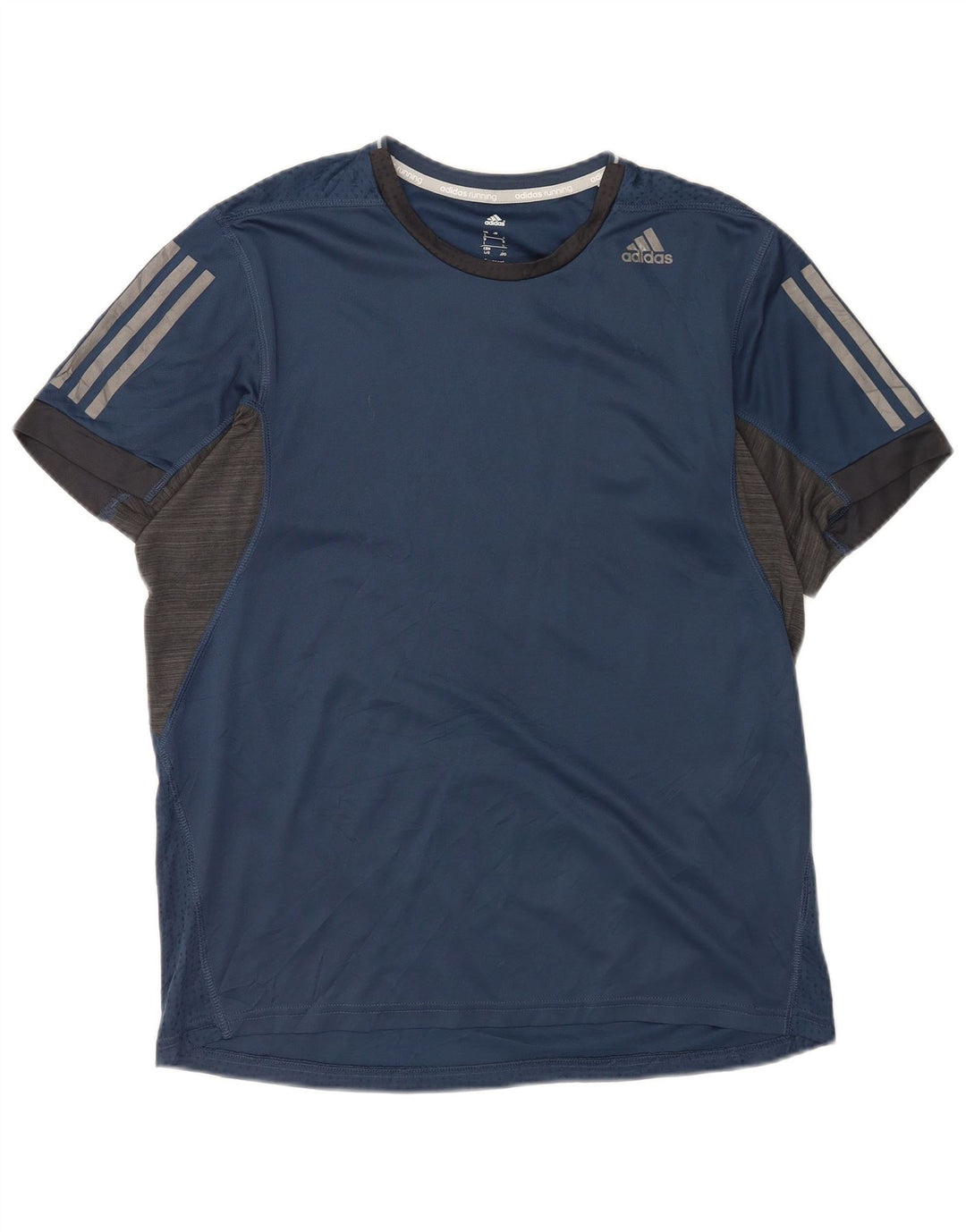 T-shirt Adidas Climacool da uomo Top grande poliestere gessato blu navy