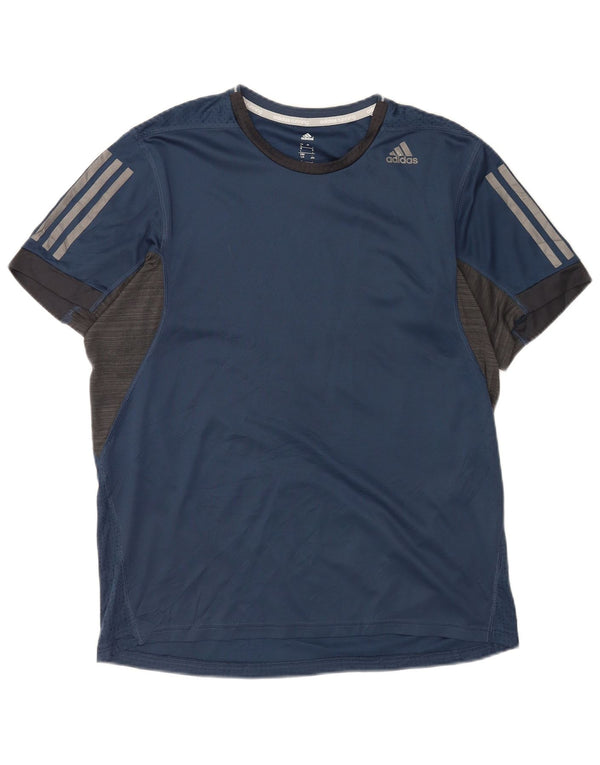 T-shirt Adidas Climacool da uomo Top grande poliestere gessato blu navy