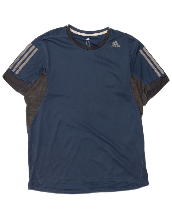 T-shirt Adidas Climacool da uomo Top grande poliestere gessato blu navy