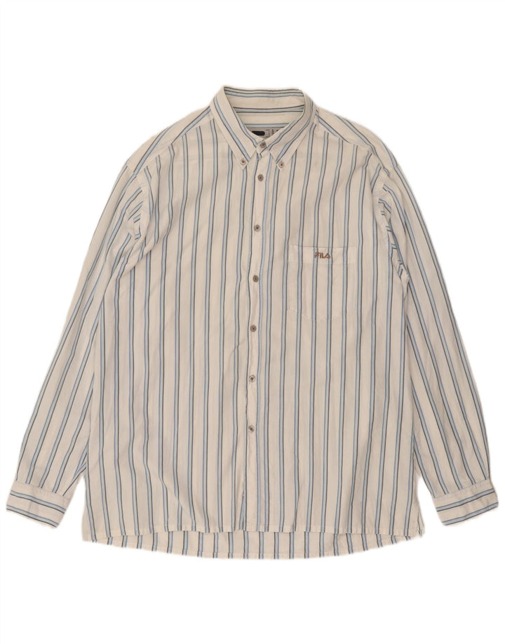Camicia Fila da uomo XL in cotone a righe bianche