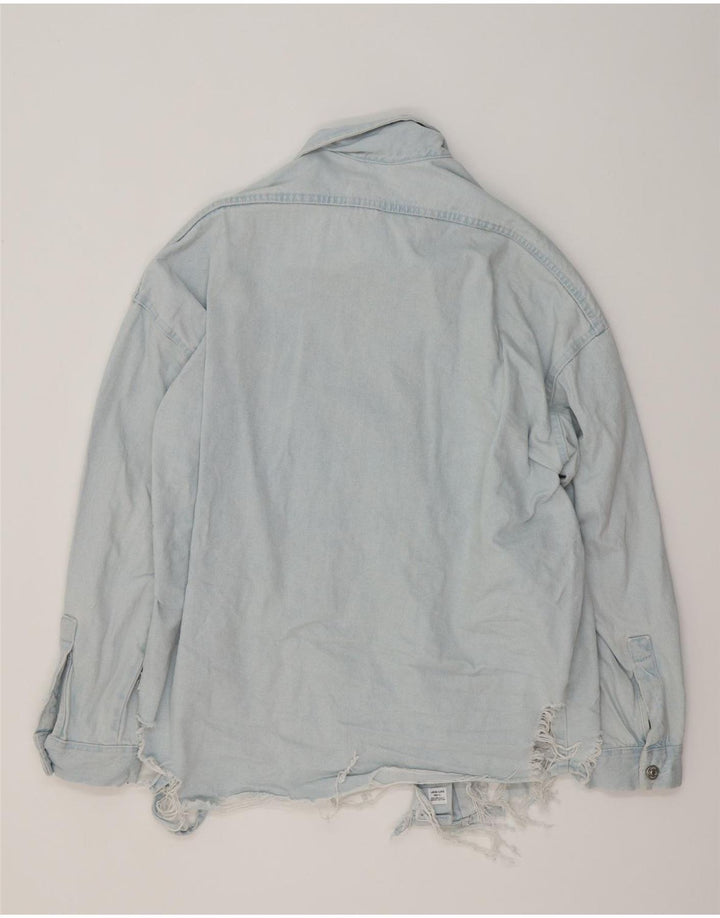 Camicia in denim oversize da donna ZARA UK 10 piccola in cotone blu