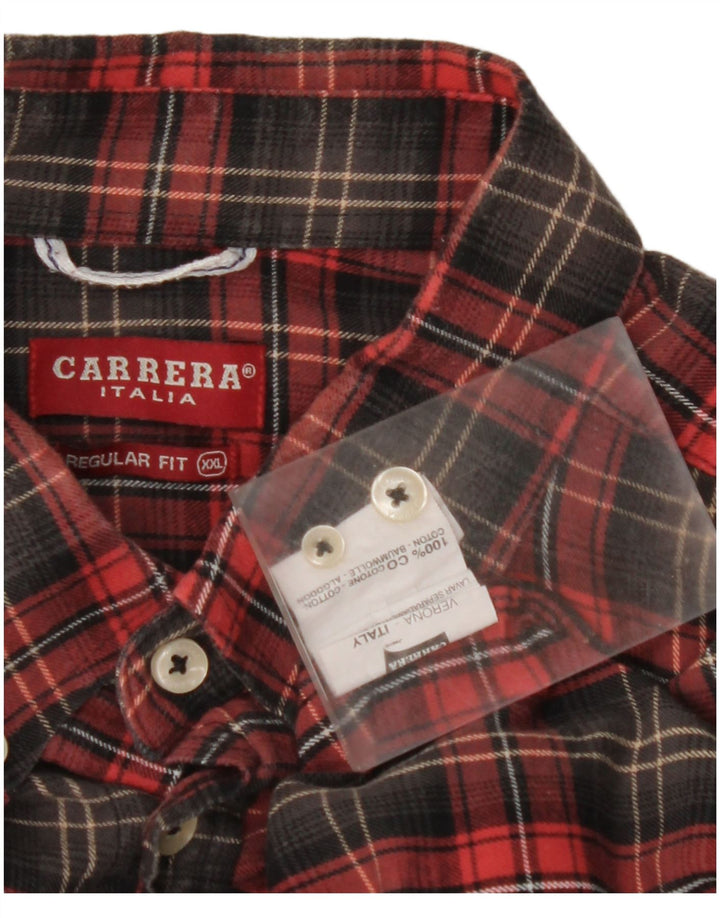 CARRERA Camicia da uomo in flanella vestibilità regolare 2XL Cotone a quadri rossi