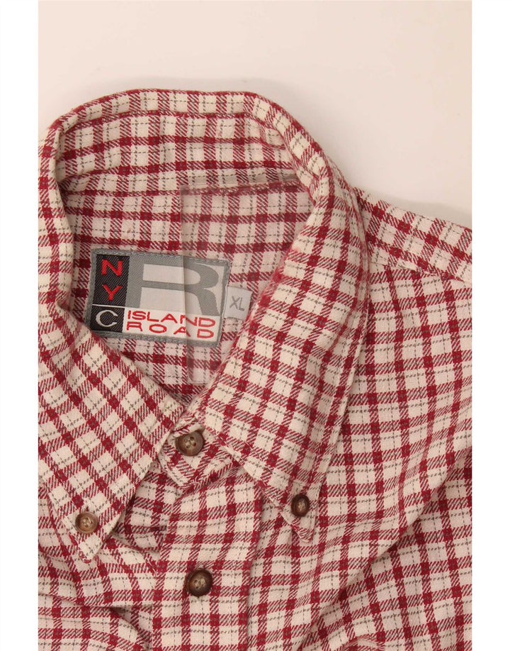 Camicia vintage da uomo in flanella XL a quadri bordeaux