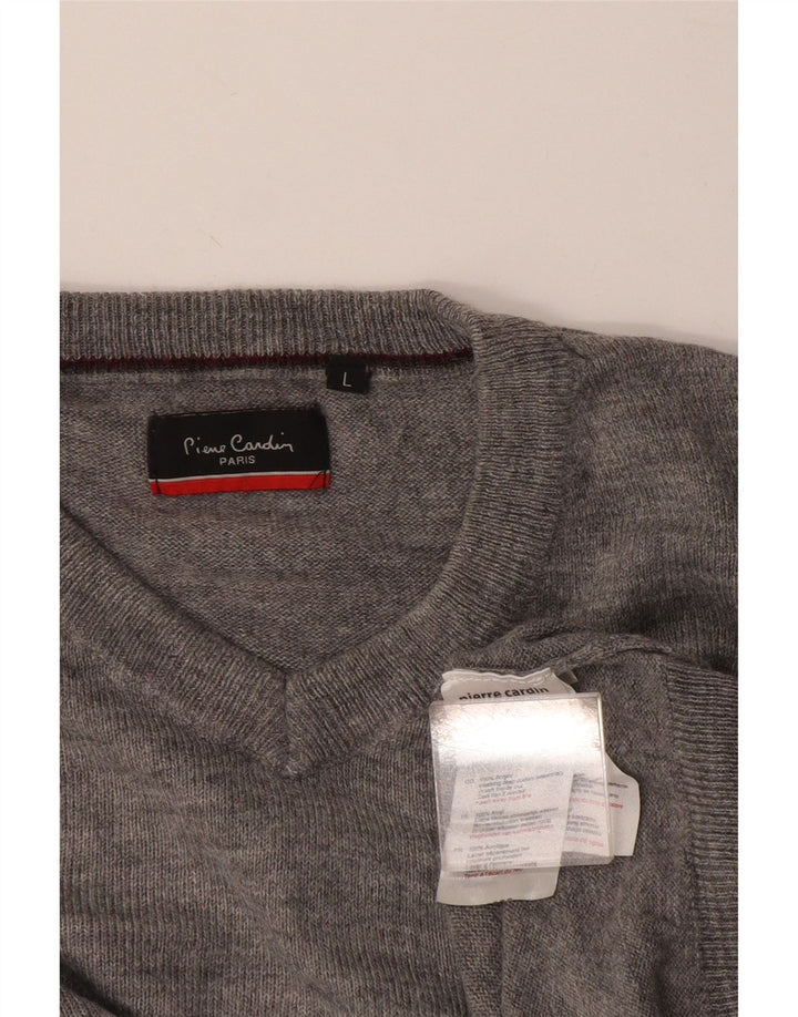 Maglione da uomo con scollo a V Pierre Cardin grande acrilico grigio