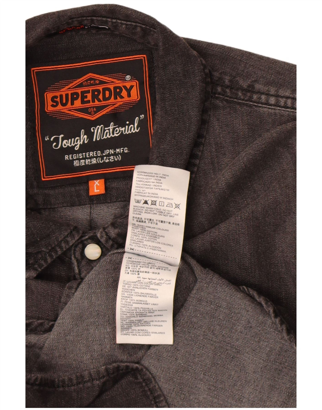 Camicia di jeans da uomo Superdry XL in cotone grigio