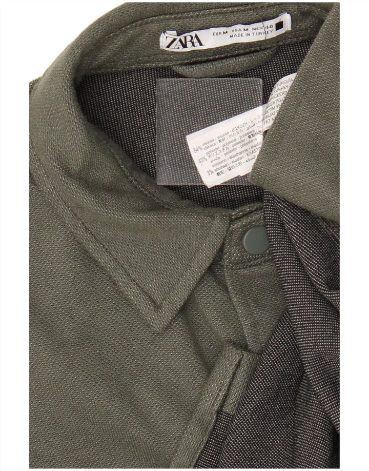 Camicia Zara Uomo in Flanella Viscosa Verde Medio