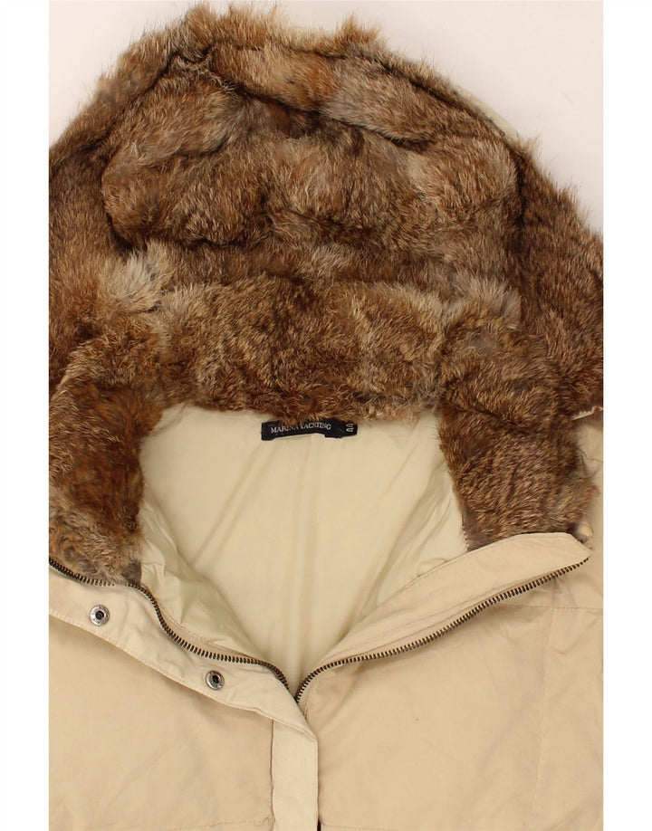 MARINA YACHTING Womens Hooded Padded Coat IT 44 Medium Beige Cotton Vintage Marina Yachting and Second-Hand Marina Yachting from Messina Hembry 