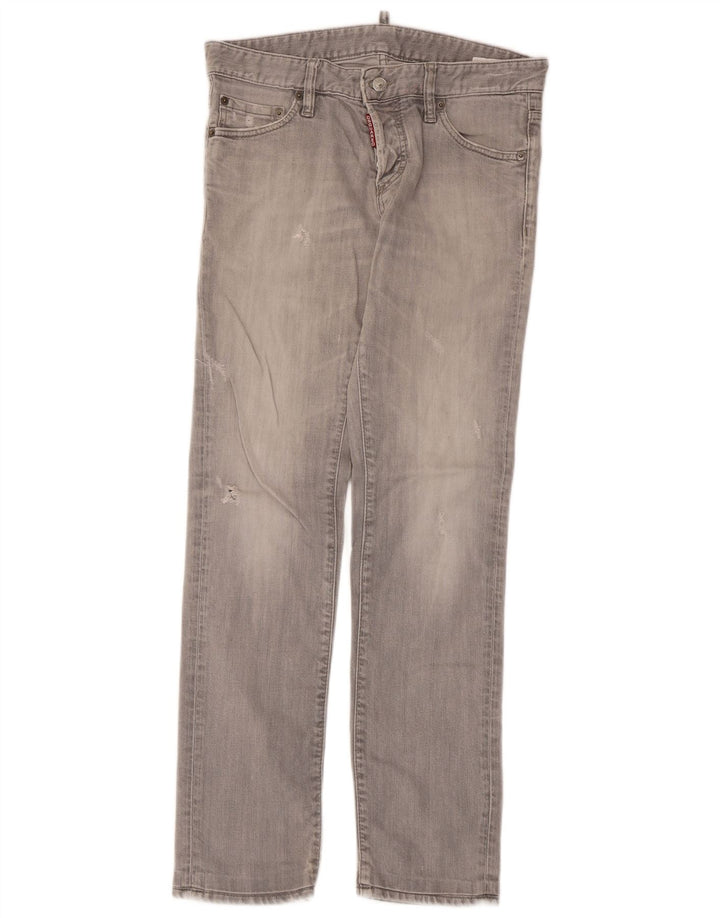 Jeans slim invecchiati da donna Dsquared2 IT 46 Large W32 L30 cotone grigio