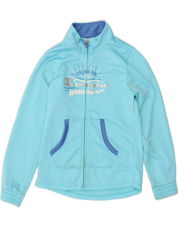 CHAMPION Boys Graphic Tracksuit Top Jacket 7-8 Years Small Blue Polyester Vintage Champion and Second-Hand Champion from Messina Hembry 