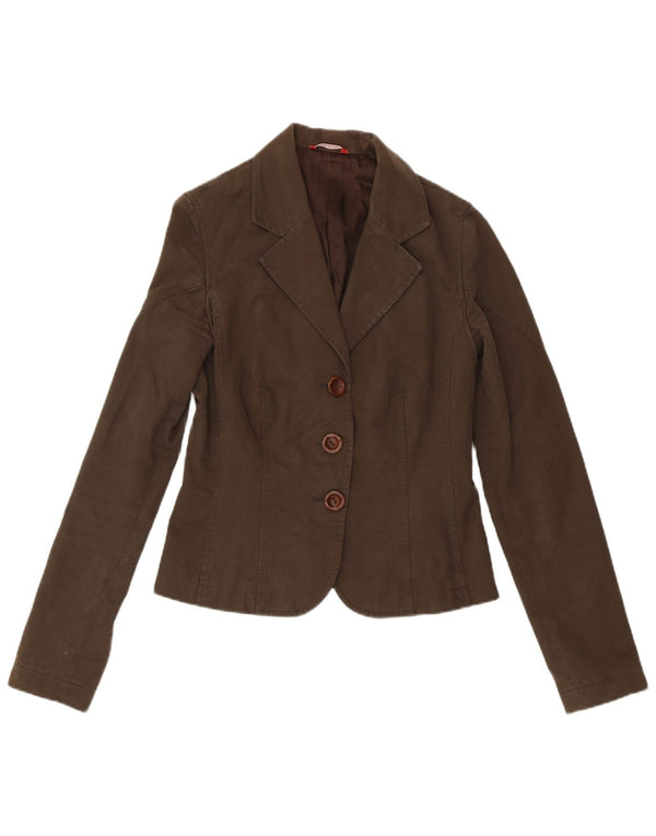 Liu Jo Womens 3 Button Blazer Jacket IT 44 Medium Brown Cotton