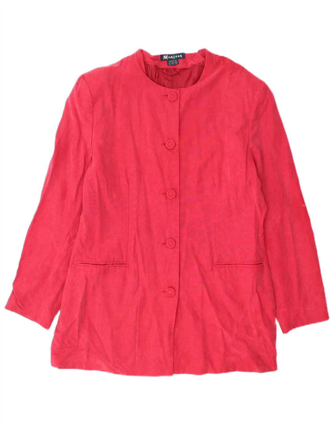 Giacca blazer a 5 bottoni da donna Monsoon UK 14 Viscosa rossa media
