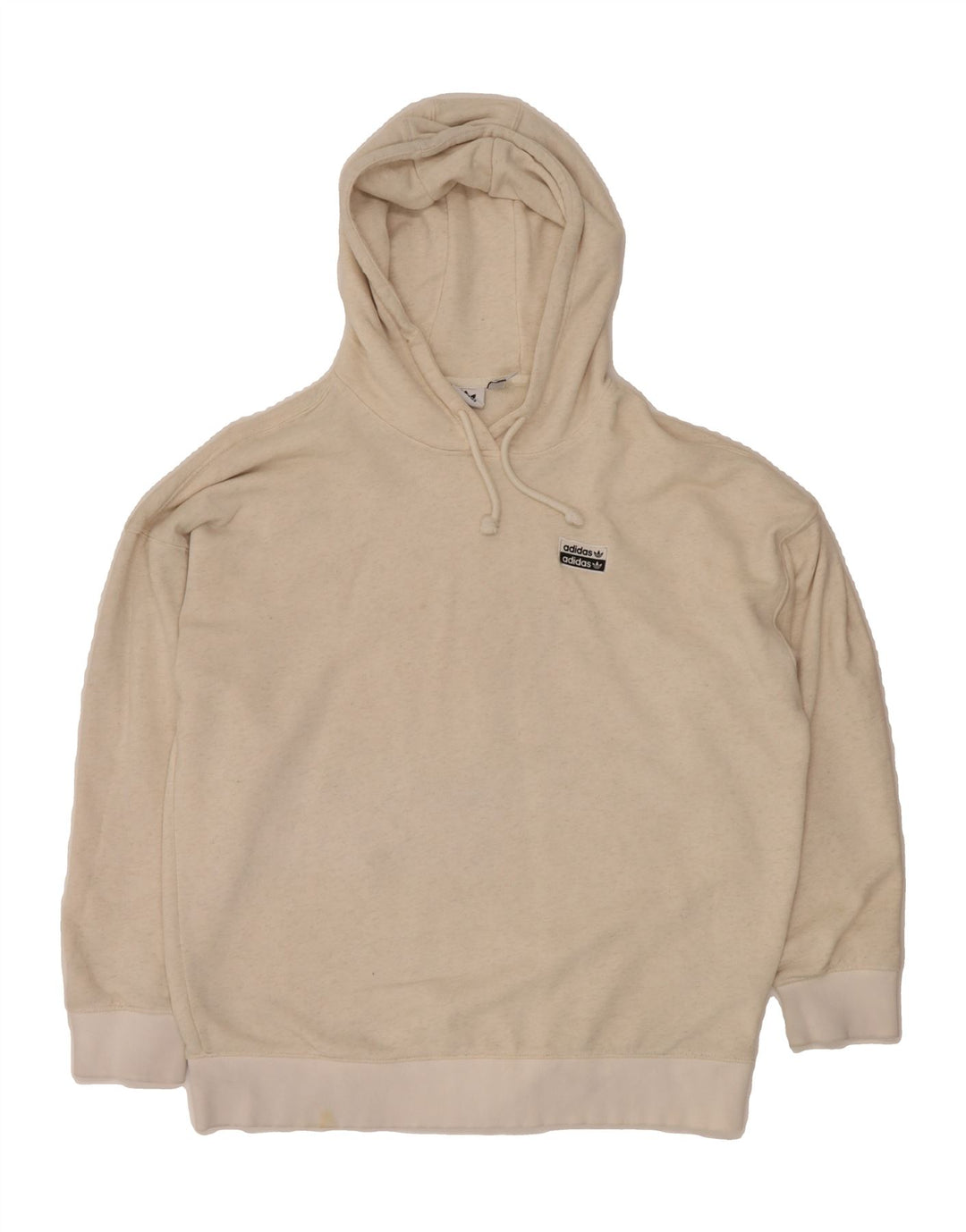 ADIDAS Womens Oversized Hoodie Jumper UK 12 Medium Beige Cotton Vintage Adidas and Second-Hand Adidas from Messina Hembry 