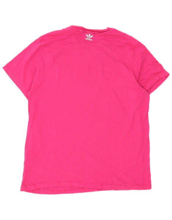 T-shirt grafica da donna Adidas Top UK 16 grande cotone rosa