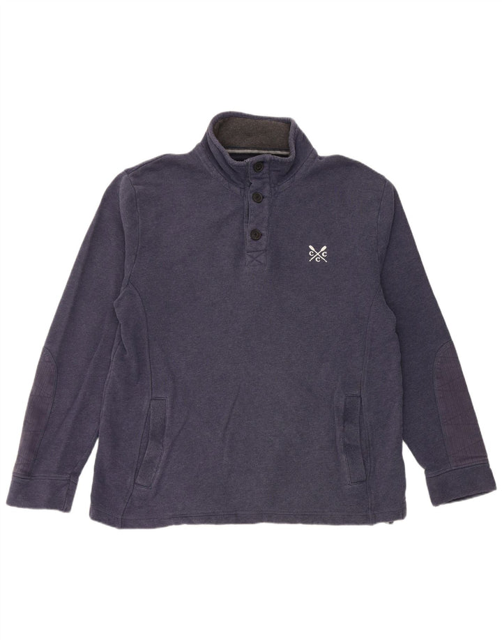 Crew Clothing Felpa da uomo con collo abbottonato Maglione XL Cotone blu navy