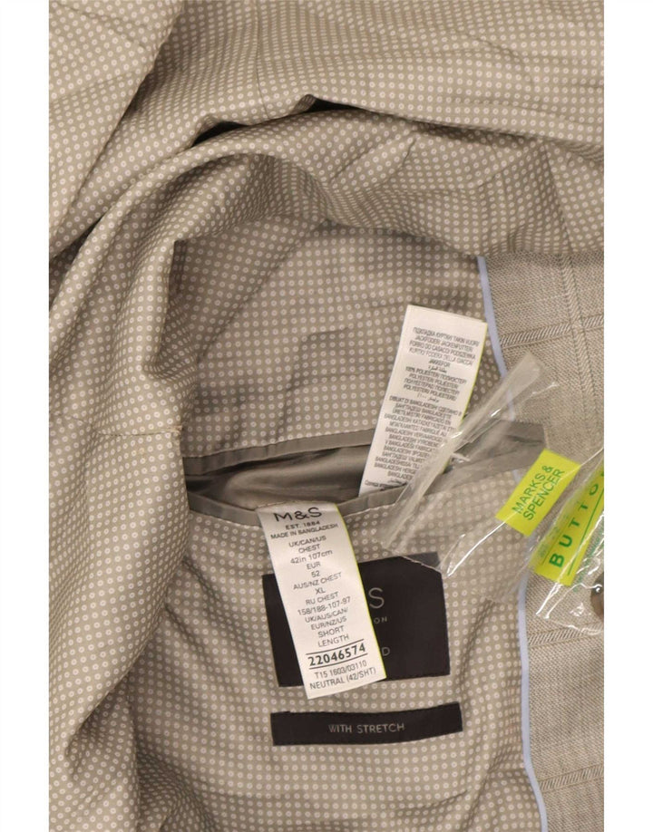 Giacca blazer a 2 bottoni sartoriale da uomo Marks & Spencer UK 42 quadri grigi grandi