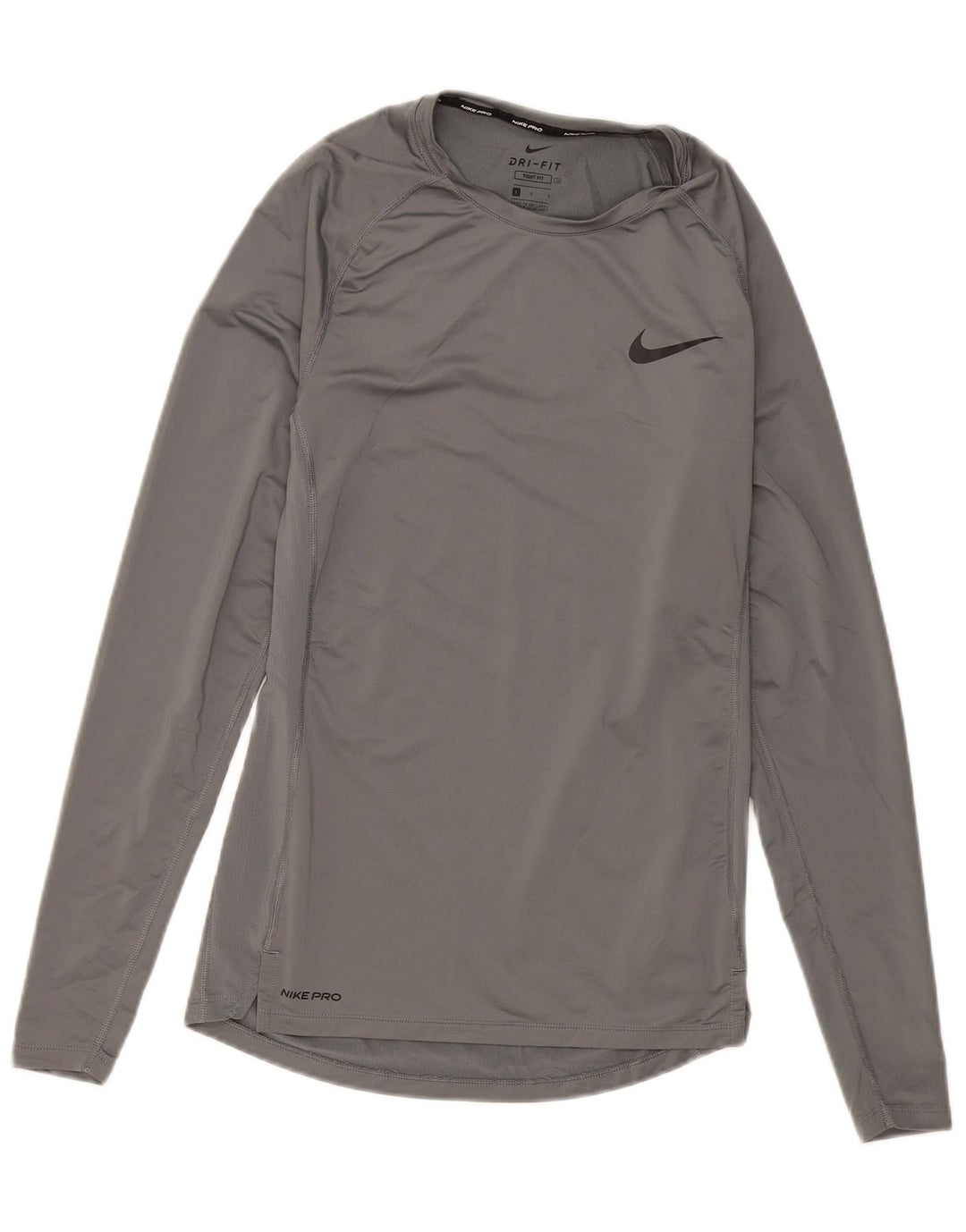Nike - Maglia attillata da uomo a maniche lunghe, grande, in poliestere grigio