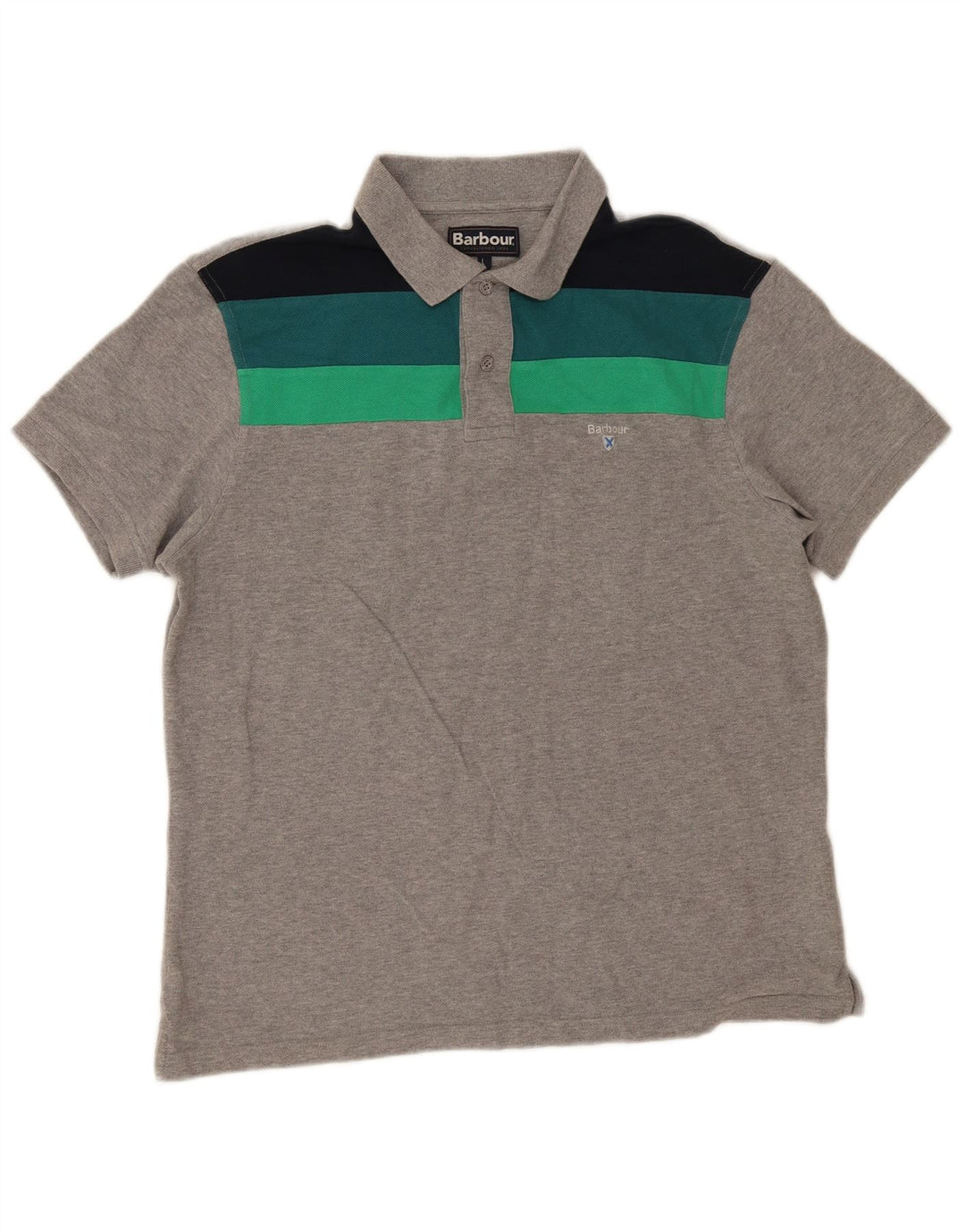 Polo da uomo Barbour grande in cotone color block grigio