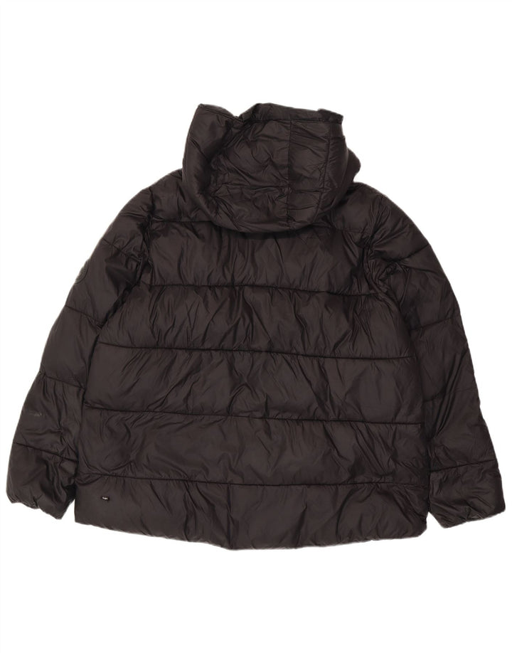 Giacca imbottita con cappuccio da donna Zara UK 16 grande poliestere nero