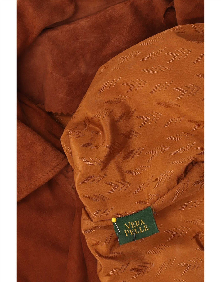 Giacca vintage in pelle scamosciata da donna UK 18 XL in pelle marrone