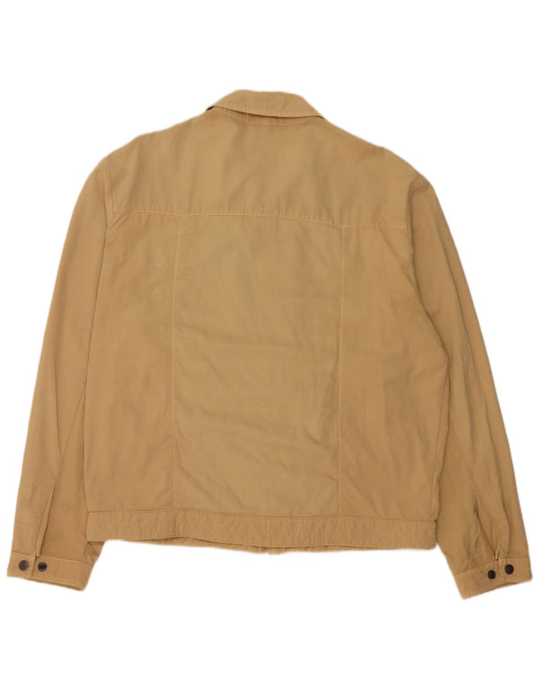 Trussardi Mens Bomber Jacket IT 54 2XL Beige Cotton