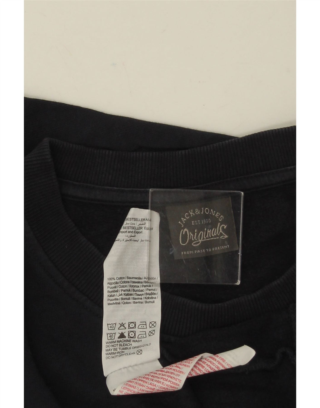 JACK & JONES Felpa con grafica da uomo Maglione grande in cotone blu navy