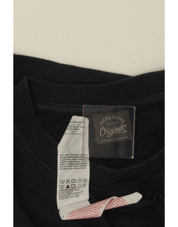 JACK & JONES Felpa con grafica da uomo Maglione grande in cotone blu navy