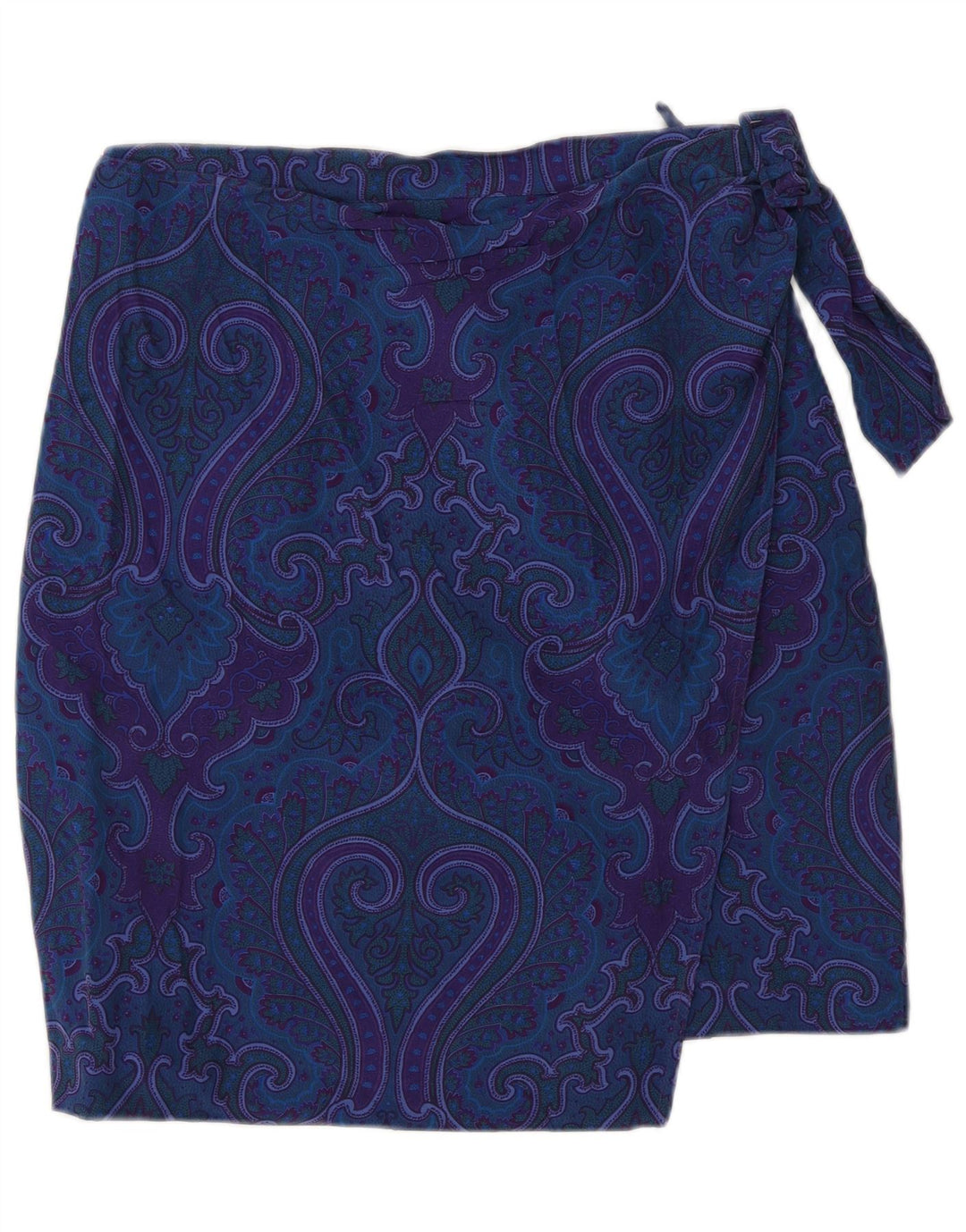 Gonna a portafoglio da donna VINTAGE EU 40 Media W30 Seta Paisley blu